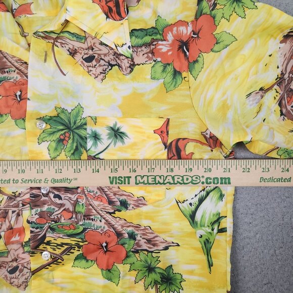 Vintage Hawaiian Fish Tropical Palm Trees AOP Button Down Shirt Men's Medium - Picture 4 of 8